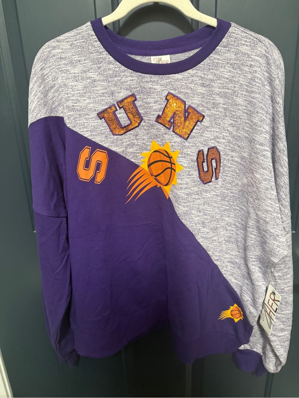 G.I.L.I. Purple and Heather Gray Phoenix Suns Pullover Sweatshirt